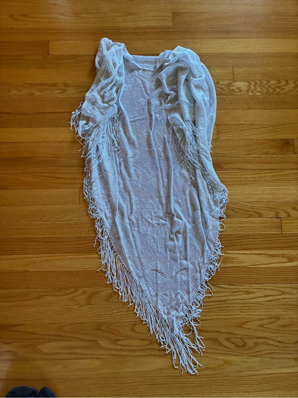 Light Gray Fringe Knit Throw - Home Accents Decor